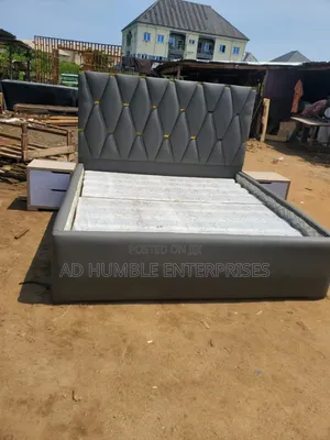 Leather Padded Bedframe With Bedside