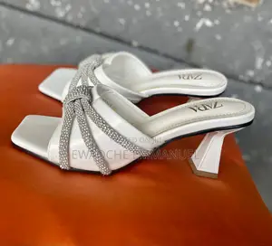 Zara White Rhinestone Heels