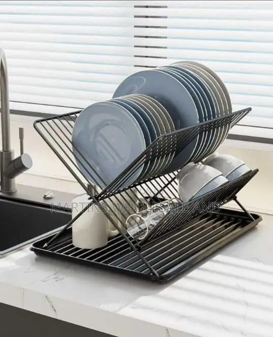 2-Tier Dish Rack With Drip Tray Space