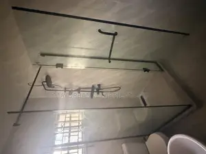 Hinged Shower Cubicle With Black Accessories
