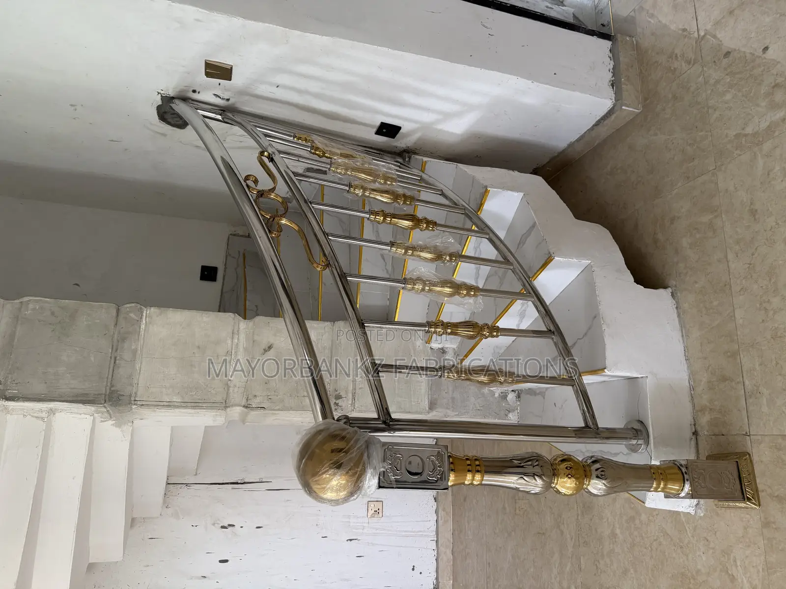 Stainless Railings With Gold Designs