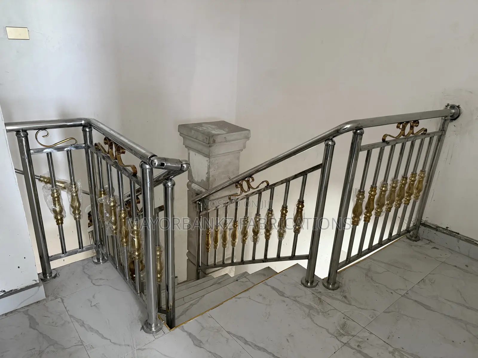 Stainless Railings With Gold Designs