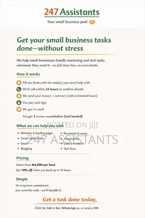 Marketing Assistant, Technical Assistant, Small Business Support