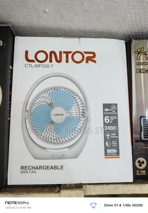 7" Lontor Rechargeable Mini Fan (Model CTL-Mf030-7).