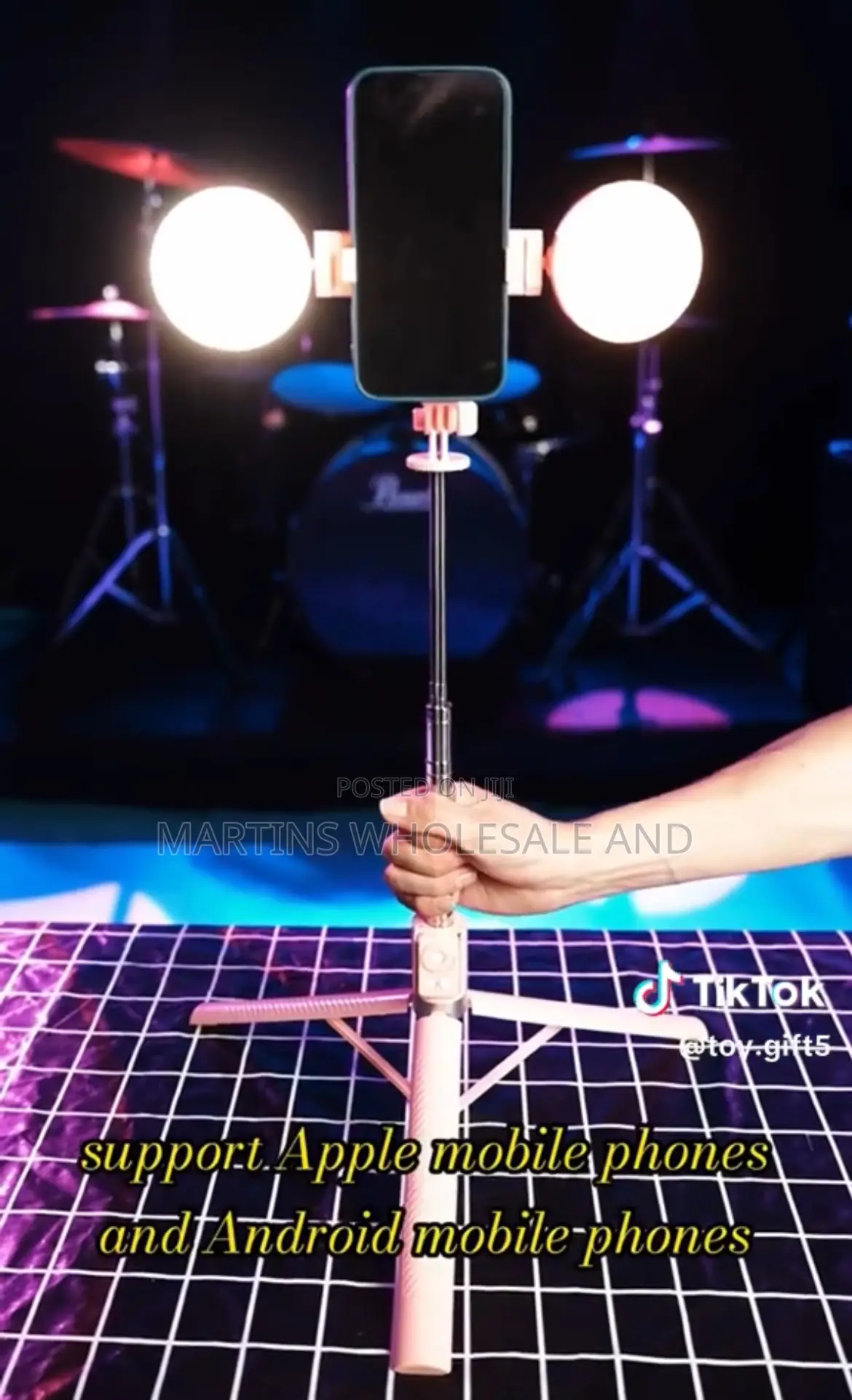 3 in 1 Selfie Stick With Double Ring Light