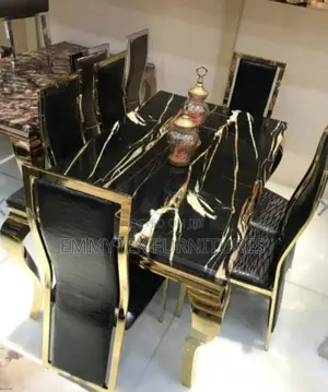 Golden Animal Leg By 6 Chairs Dinning Table