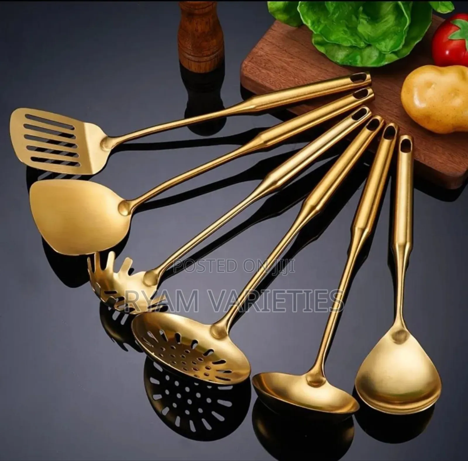 Quality 304 Stainless Steel Gold Single Cooking Spoon for sale - Ryam ...