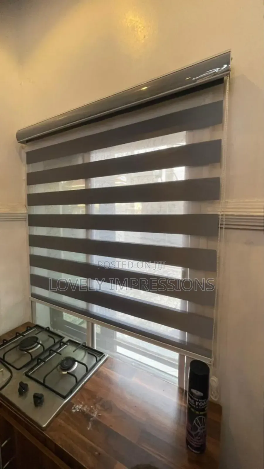 Dark Gray Day and Night Window Blinds