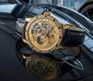 Patek Philippe Genuine Leather Amillary Tourbillion Men's Wristwatch
