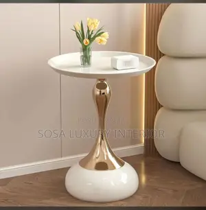 Brand New White and Gold Side Table