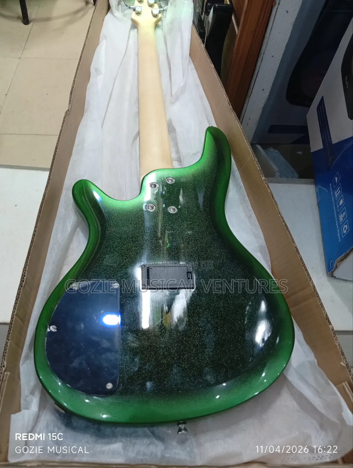 Ibanez Active Bass Guitar Five String Green Colour