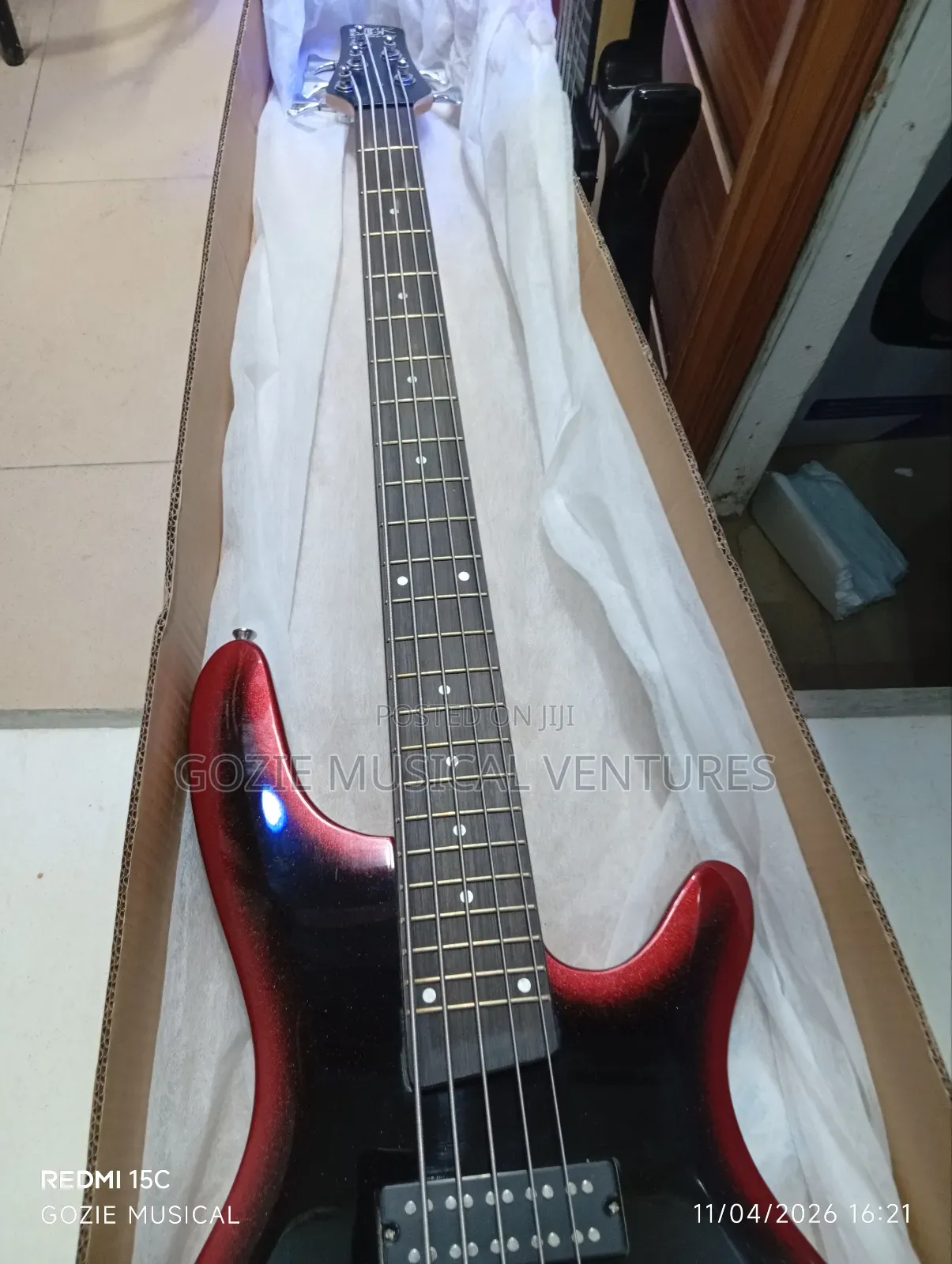 Ibanez 5- String Active Bass Guitar Red and Blue Colour