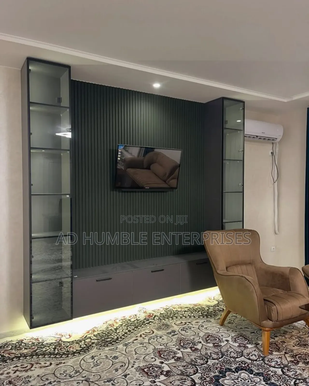 Glass Shelf Tv Console Solid Wood