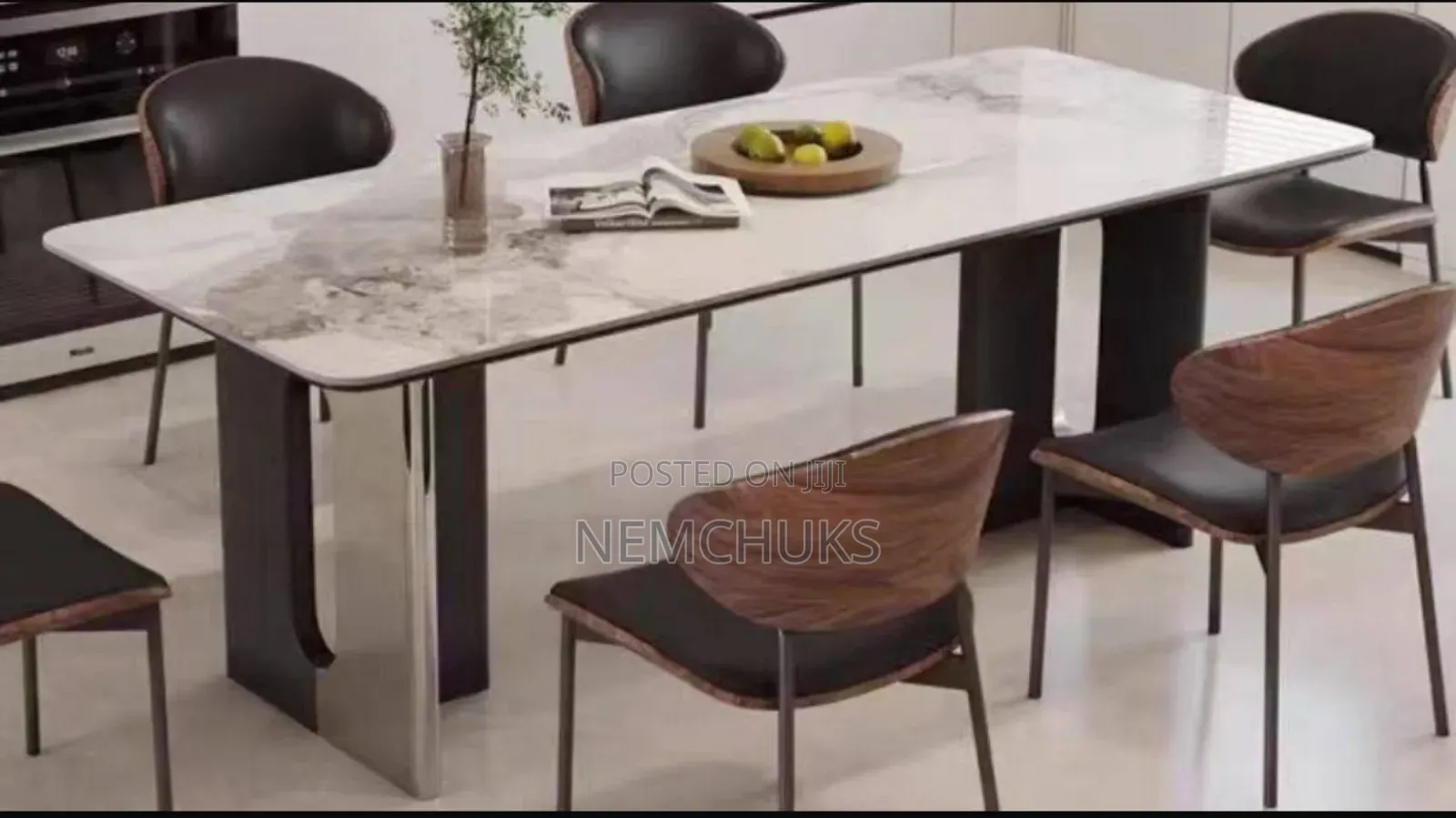 6 Seater Marble or Sintered Stone Top Dining Set