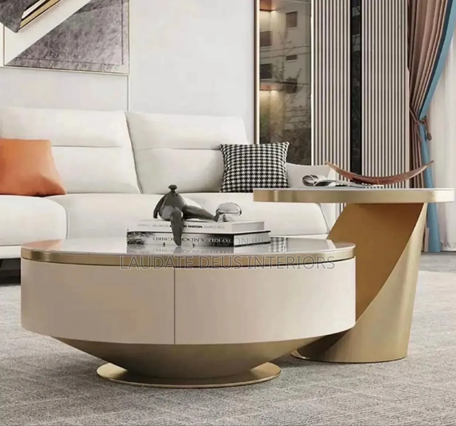 Contemporary 2 In 1 Marble Top Centre Table