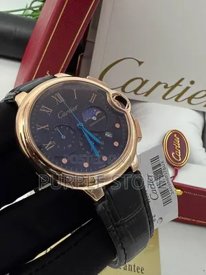 Cartier Active Chronograph Moon Day Night Indicator Leather Watch