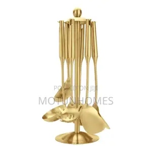 Quality 7pcs 304 Stainless Steel Golden Cooking Spoon Set
