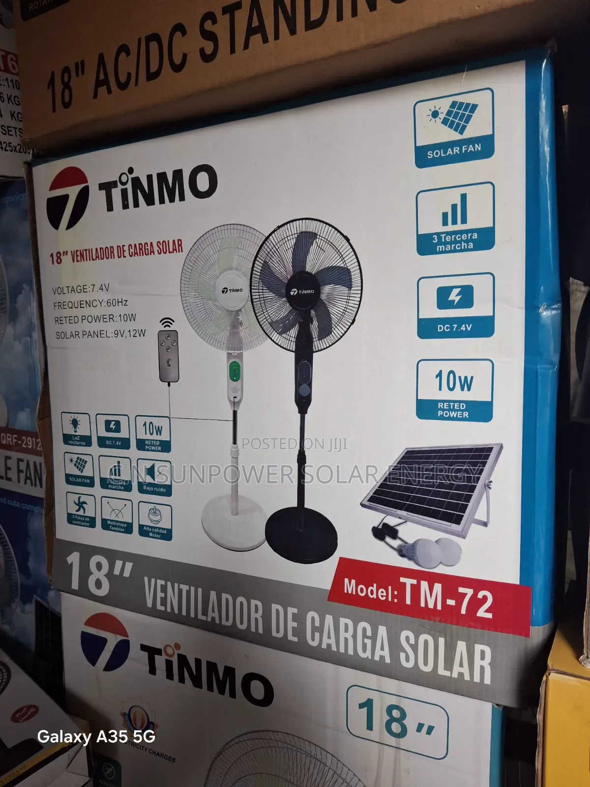 18" Tinmo Rechargeable Solar Fan