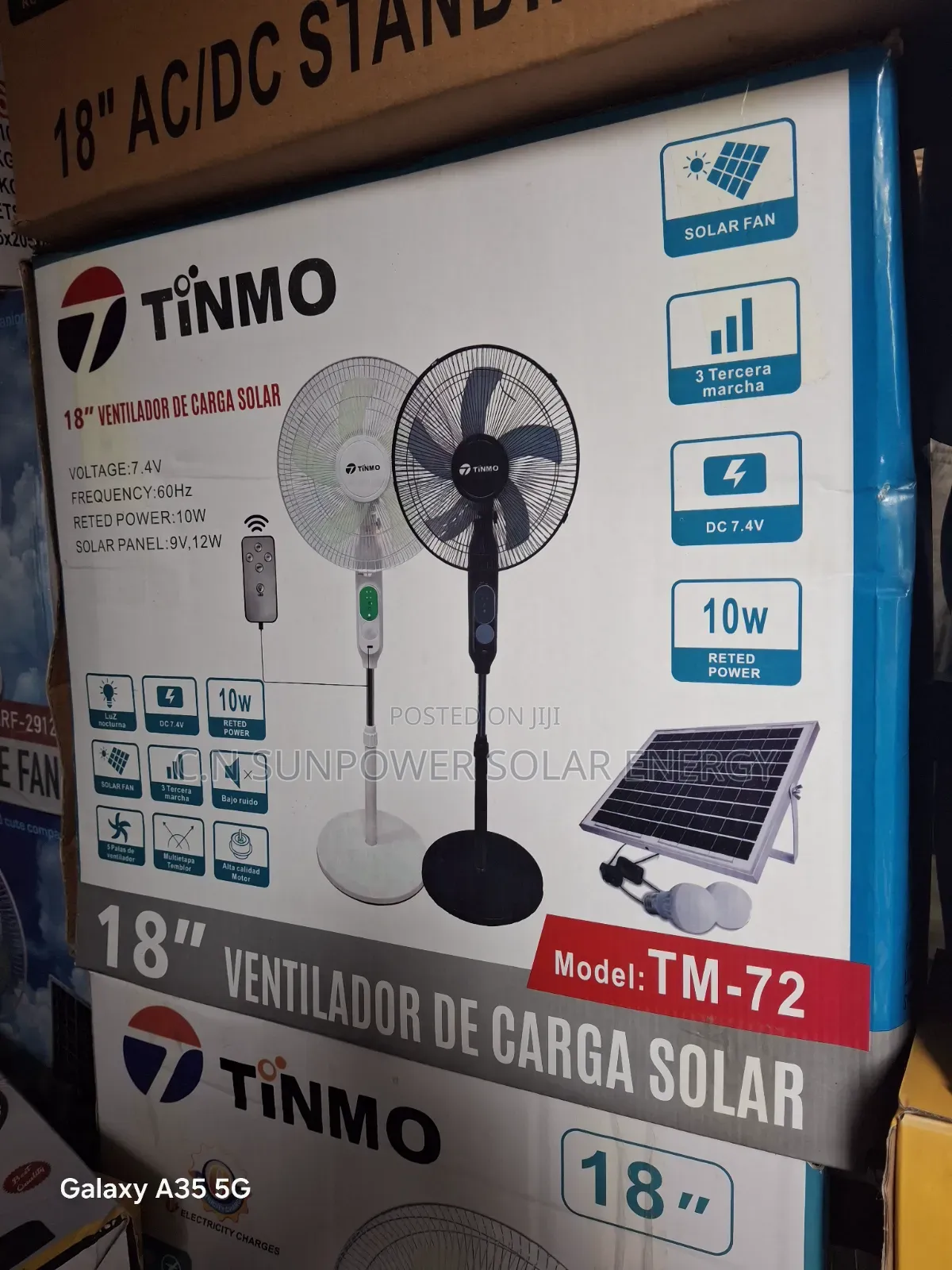 18" Tinmo Rechargeable Solar Fan