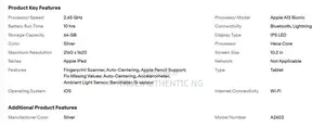 New Apple iPad 10.2 (2021) 64 GB Silver