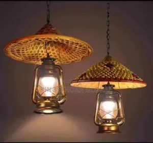 Vintage Lantern Bamboo Pendant Light