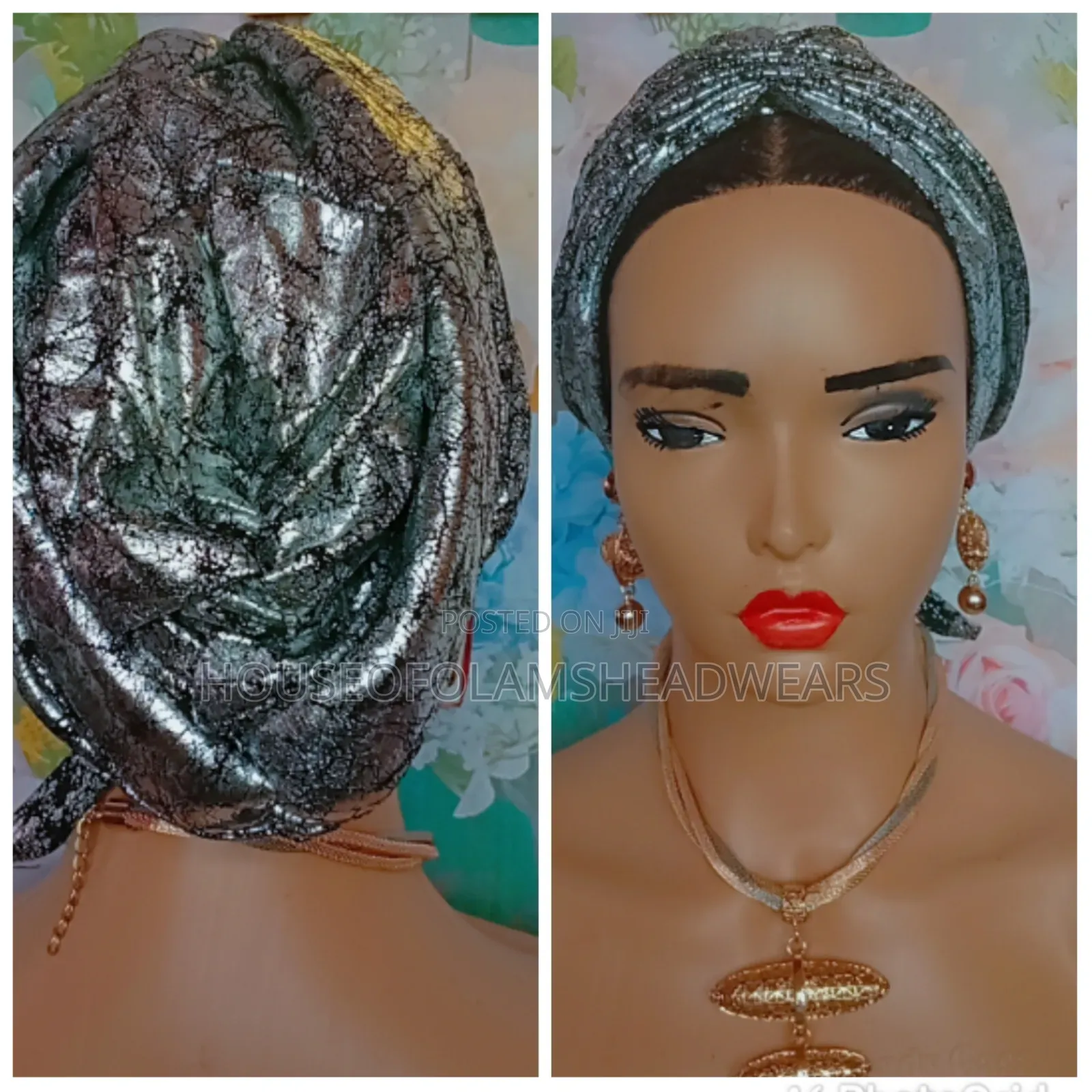 Floral Metallic Turbans