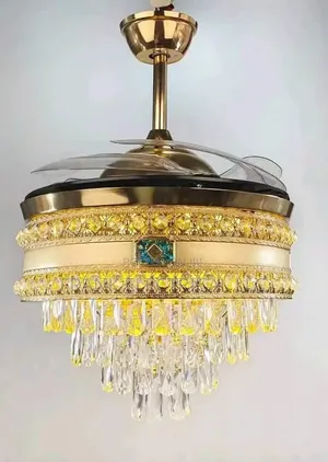Modern Led Crystal Ceiling Fan Lamp
