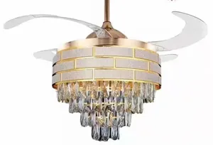 Modern Led Crystal Ceiling Fan Lamp