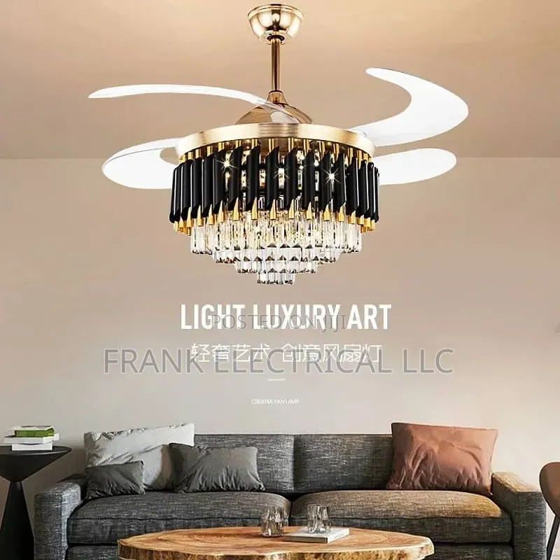 Modern Led Crystal Ceiling Fan Lamp