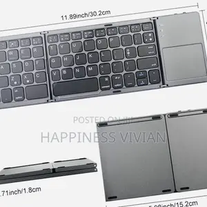 Wireless Bluetooth Foldable Keyboard With Touchpad - Gray