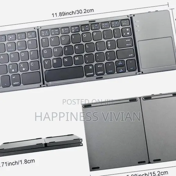 Wireless Bluetooth Foldable Keyboard With Touchpad - Gray