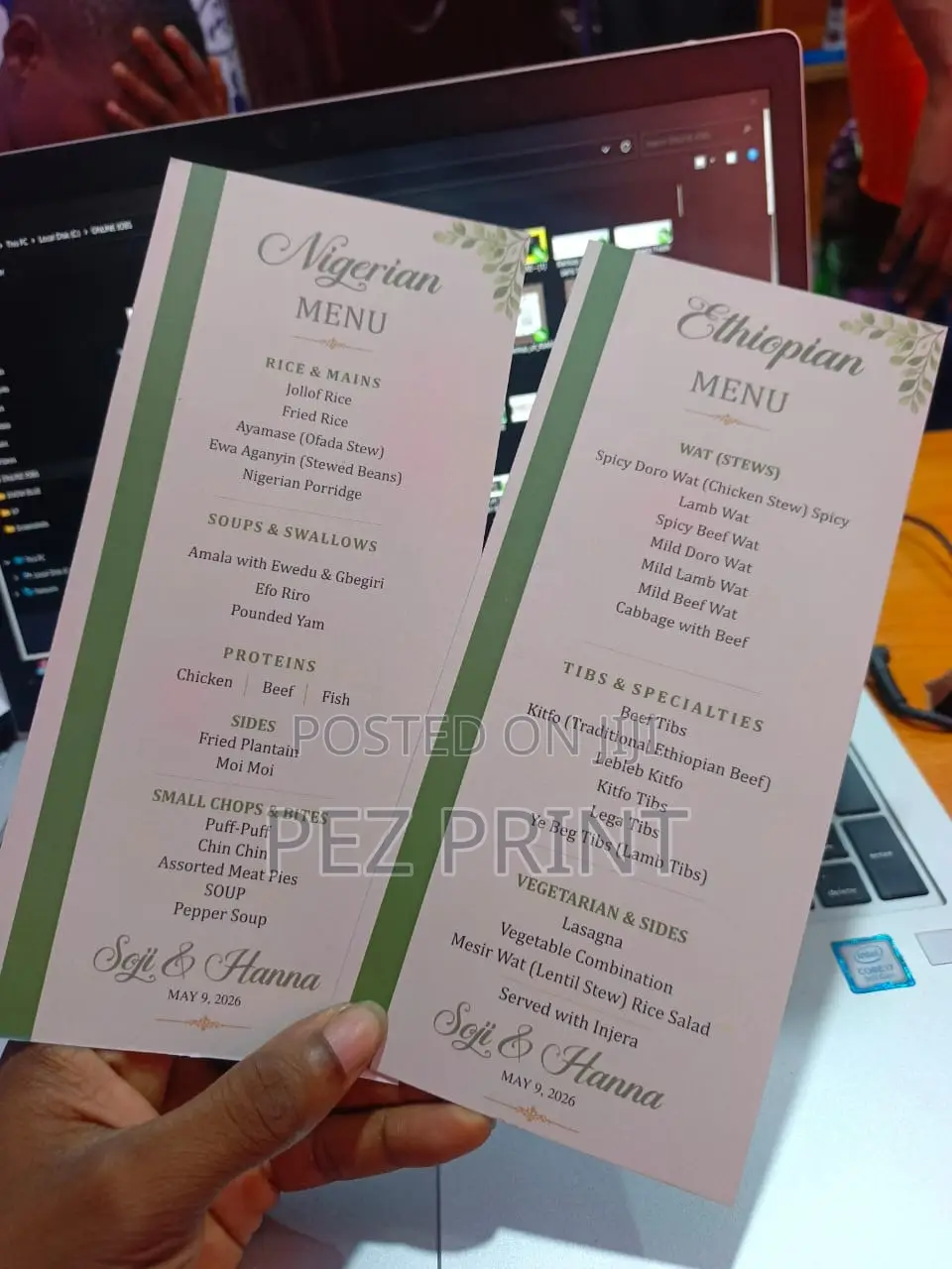 Customized Menu Card