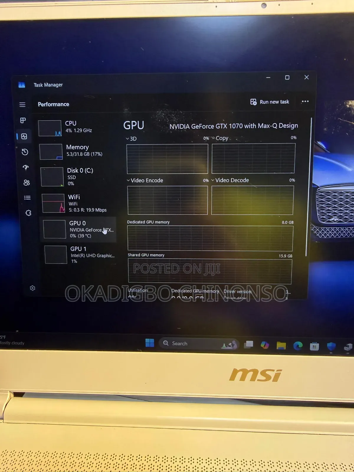 Laptop MSI P65 Creator 32GB Intel Core i7 SSD 512GB