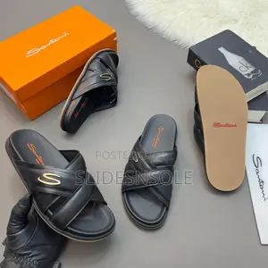 Luxury Santoni Leather Pam Slipper