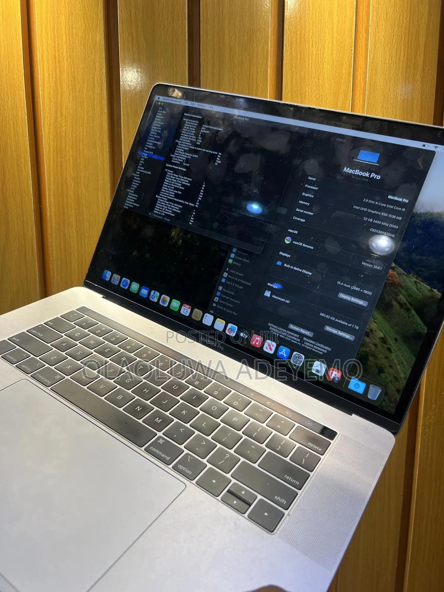 Laptop Apple MacBook 2018 32GB Intel Core i9 SSD 1T