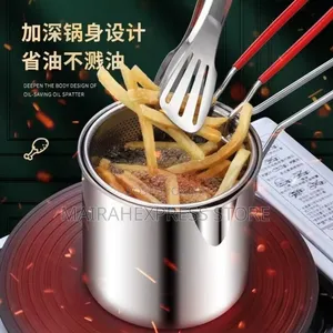 Stainless Steel Deep Fryer Pot. Pot Body + Frying Basket. 1lv22n1
