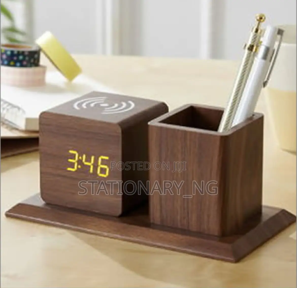 Desktop Pen Holder With Alarm Clock