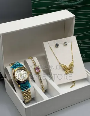 Rolex Ladies Watch, Bracelet, Necklace and Earrings Set in Gold 