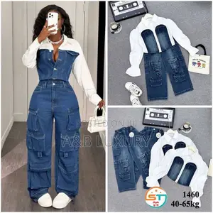 2 Piece White on Jean Set