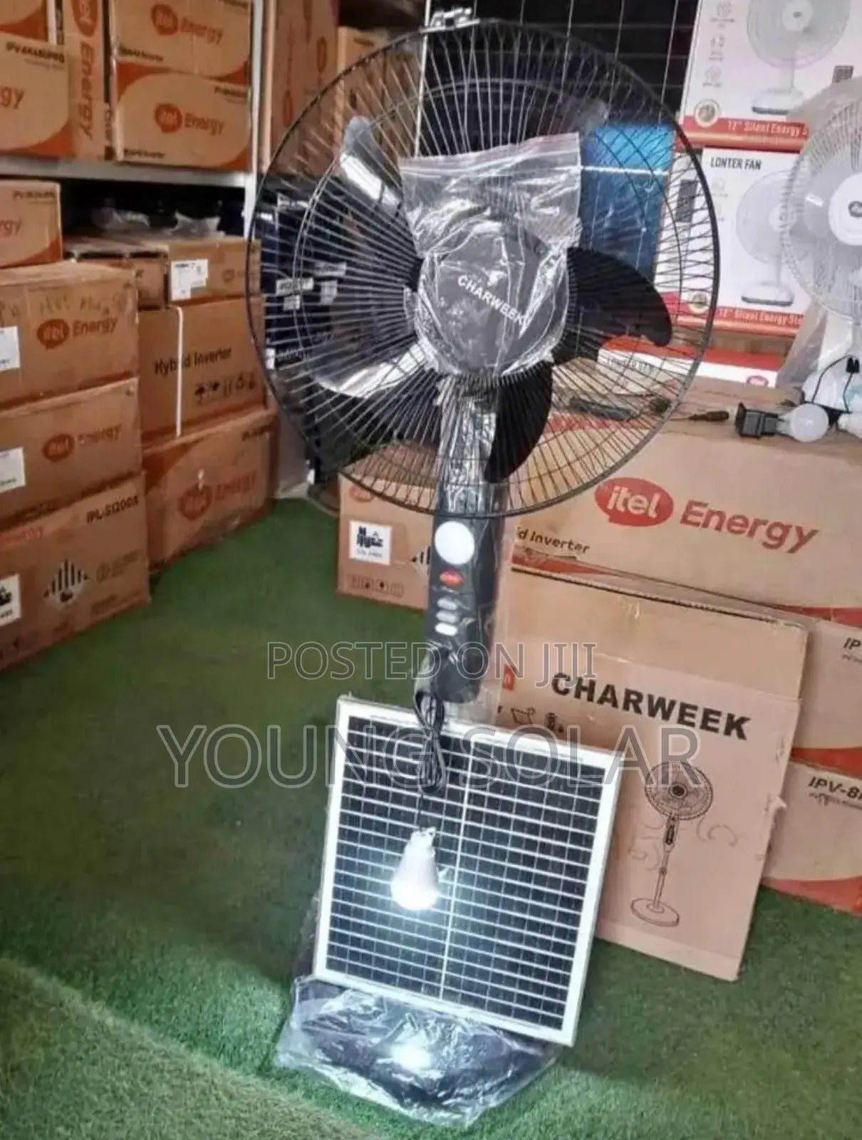 Solar Standing Fan With Panel