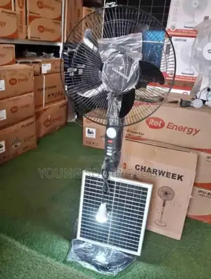 Solar Standing Fan With Panel