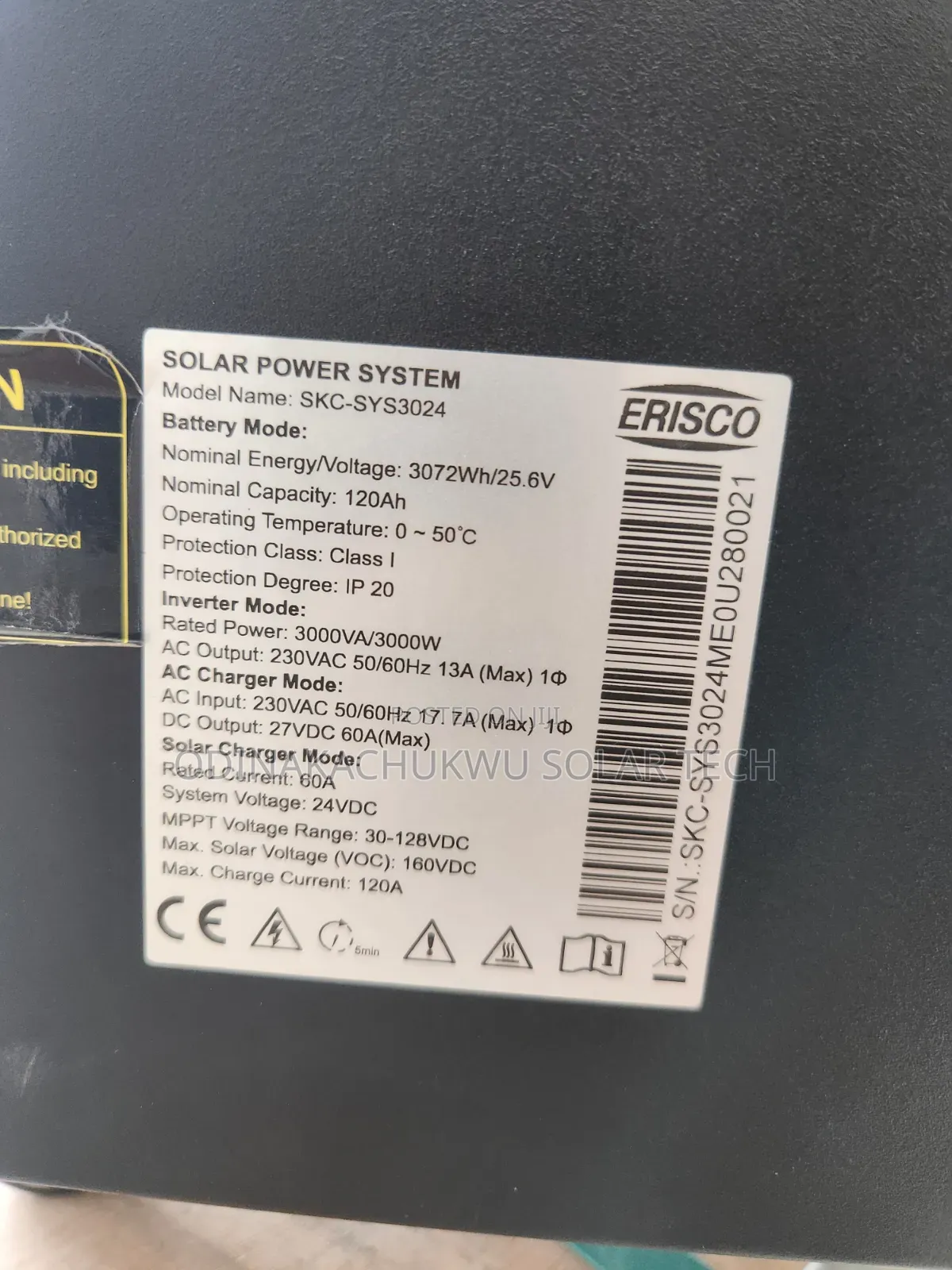3kw 3.72kwh Erisco Solar System