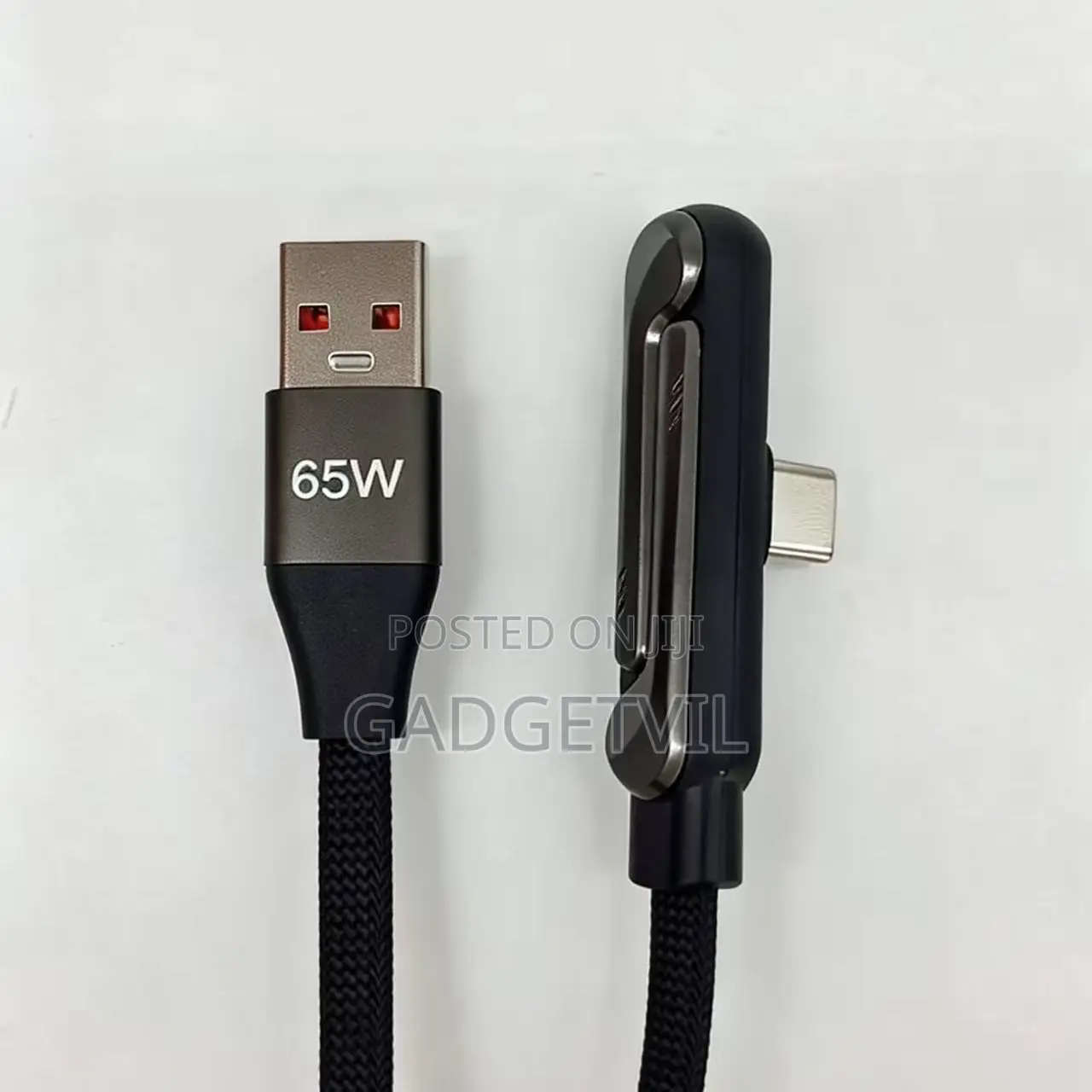 65w Folded Stand Braided Elbow Usb a to Type C Data Cable