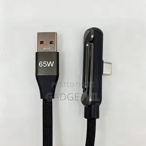 65w Folded Stand Braided Elbow Usb a to Type C Data Cable