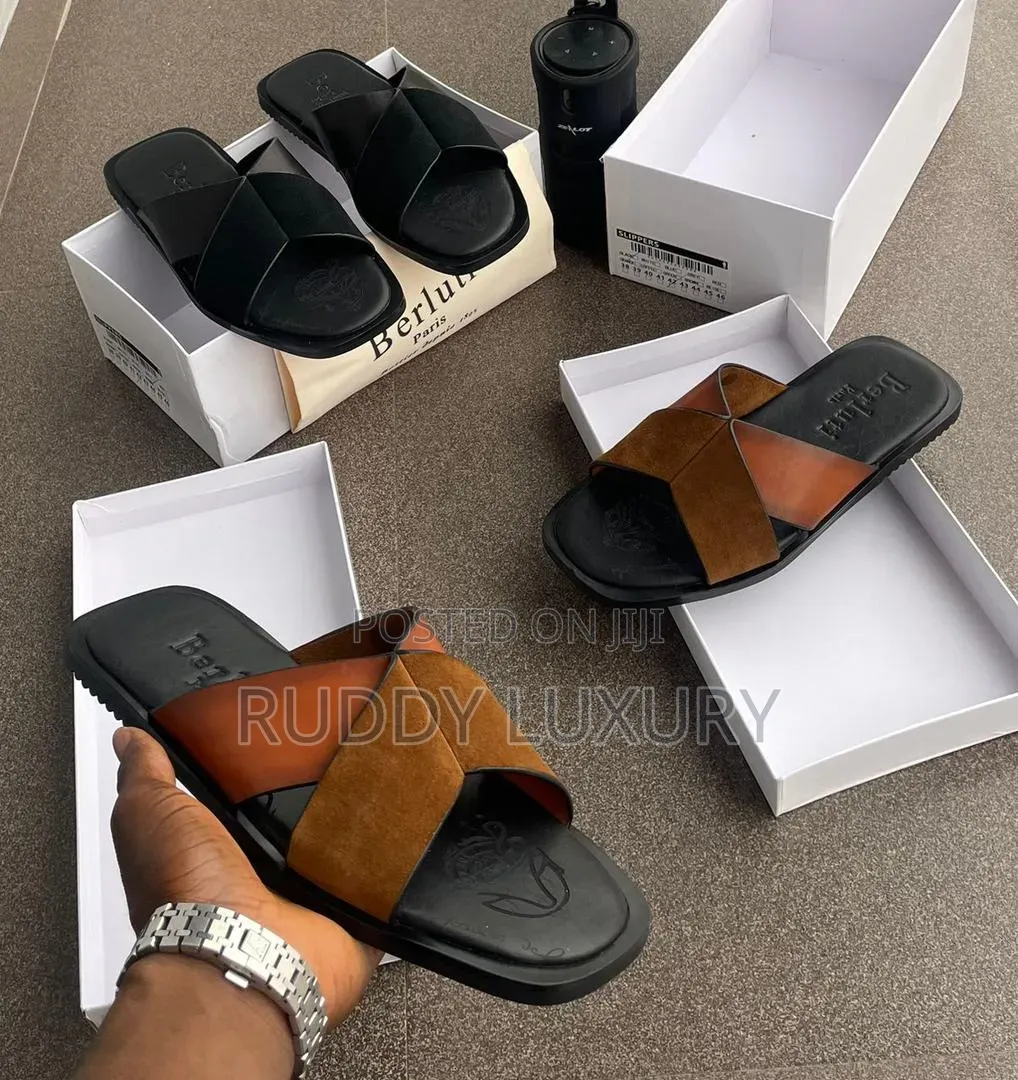 Two-Tone Cross Strap Slides