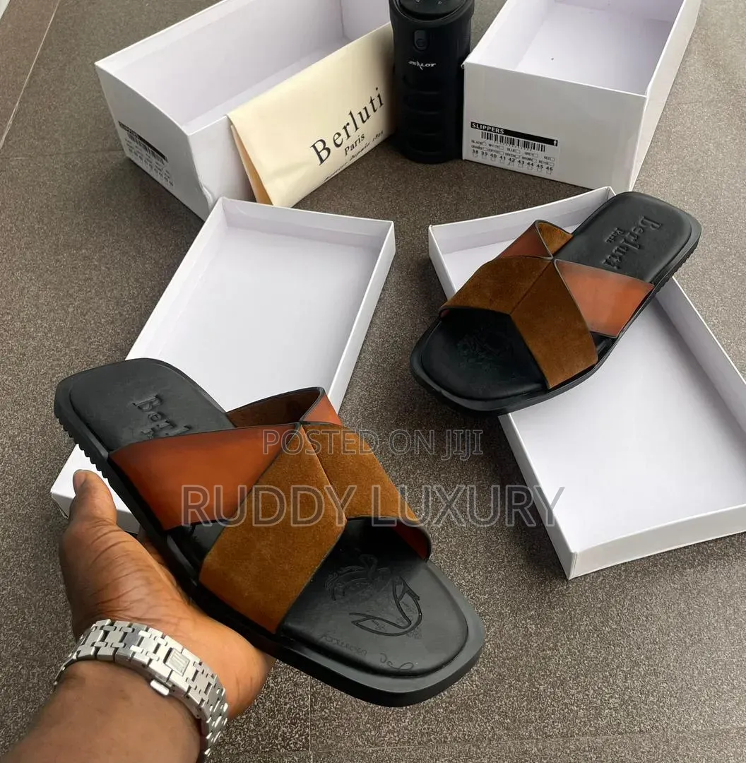 Two-Tone Cross Strap Slides