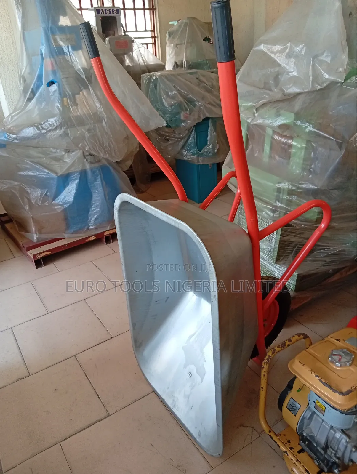 Industrial Silver Wheel Barrow