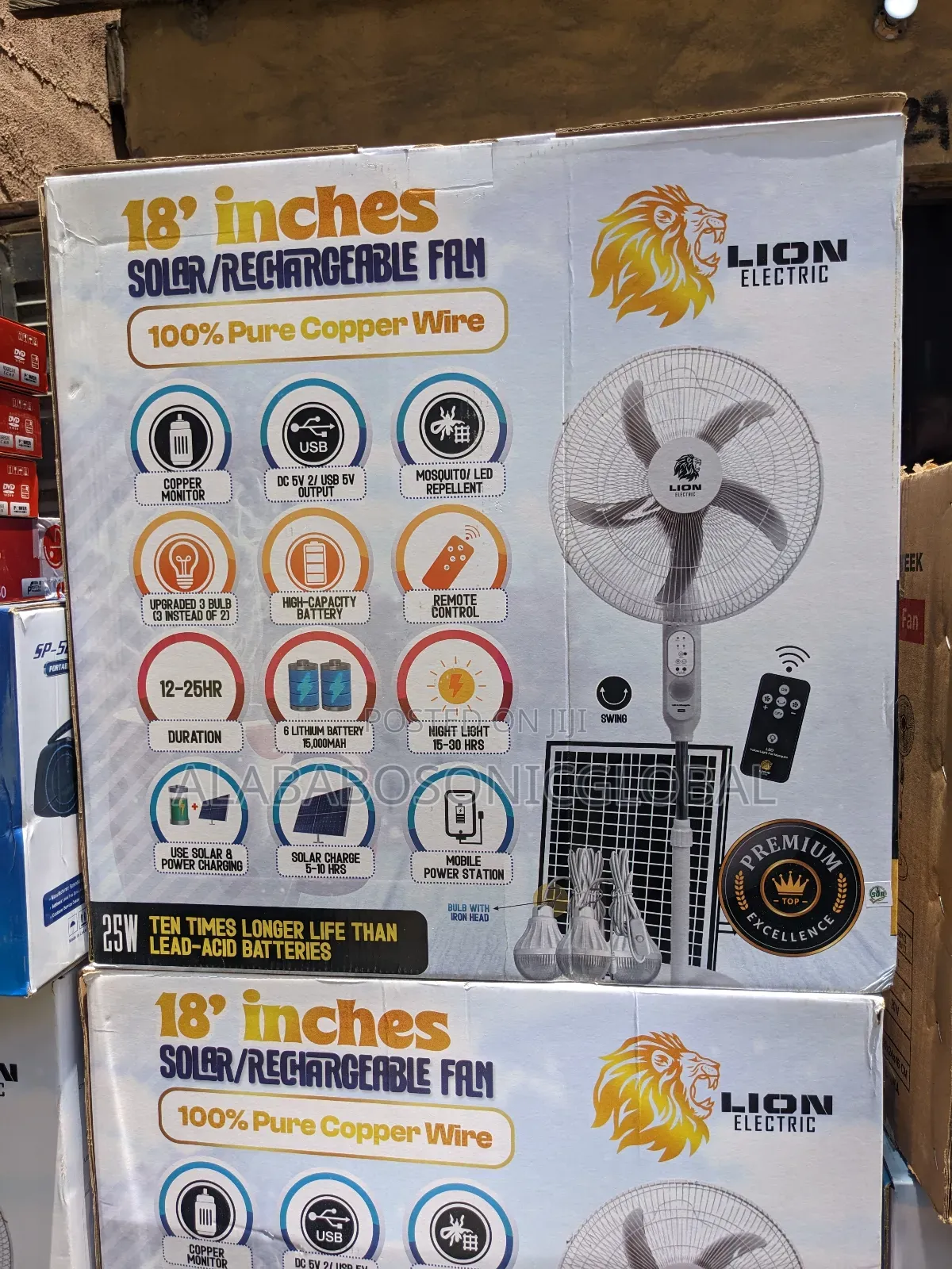 Lion Solar Rechargeable Fan