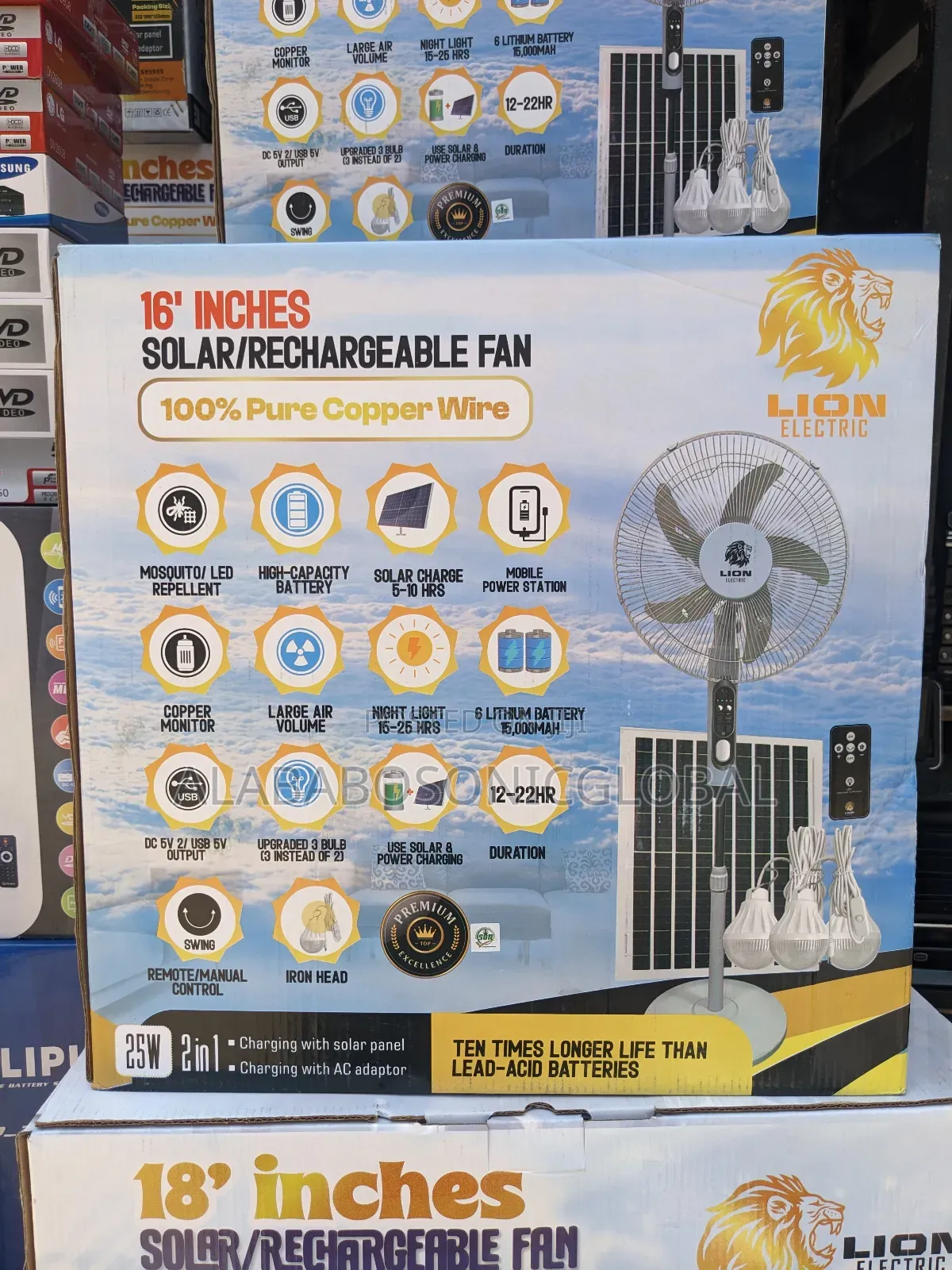 Lion Solar Rechargeable Fan