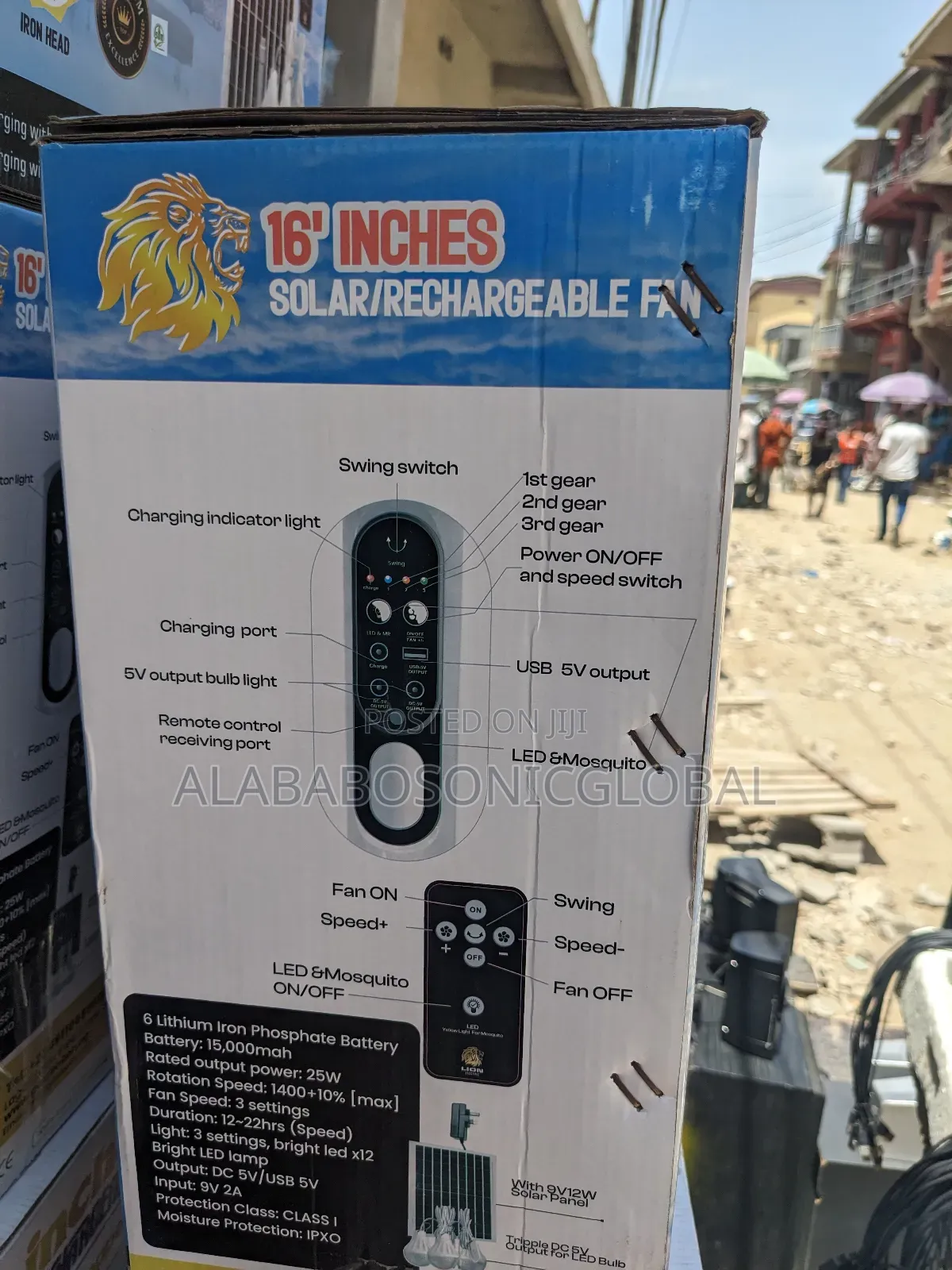 Lion Solar Rechargeable Fan